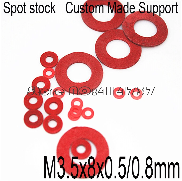 1000pcs/lot  M3.5*8*0.5/0.8/1/1.2/1.5mm     M3.5  Red Insulation Washer Gasket  Red Vulcanized Fiber Gasket