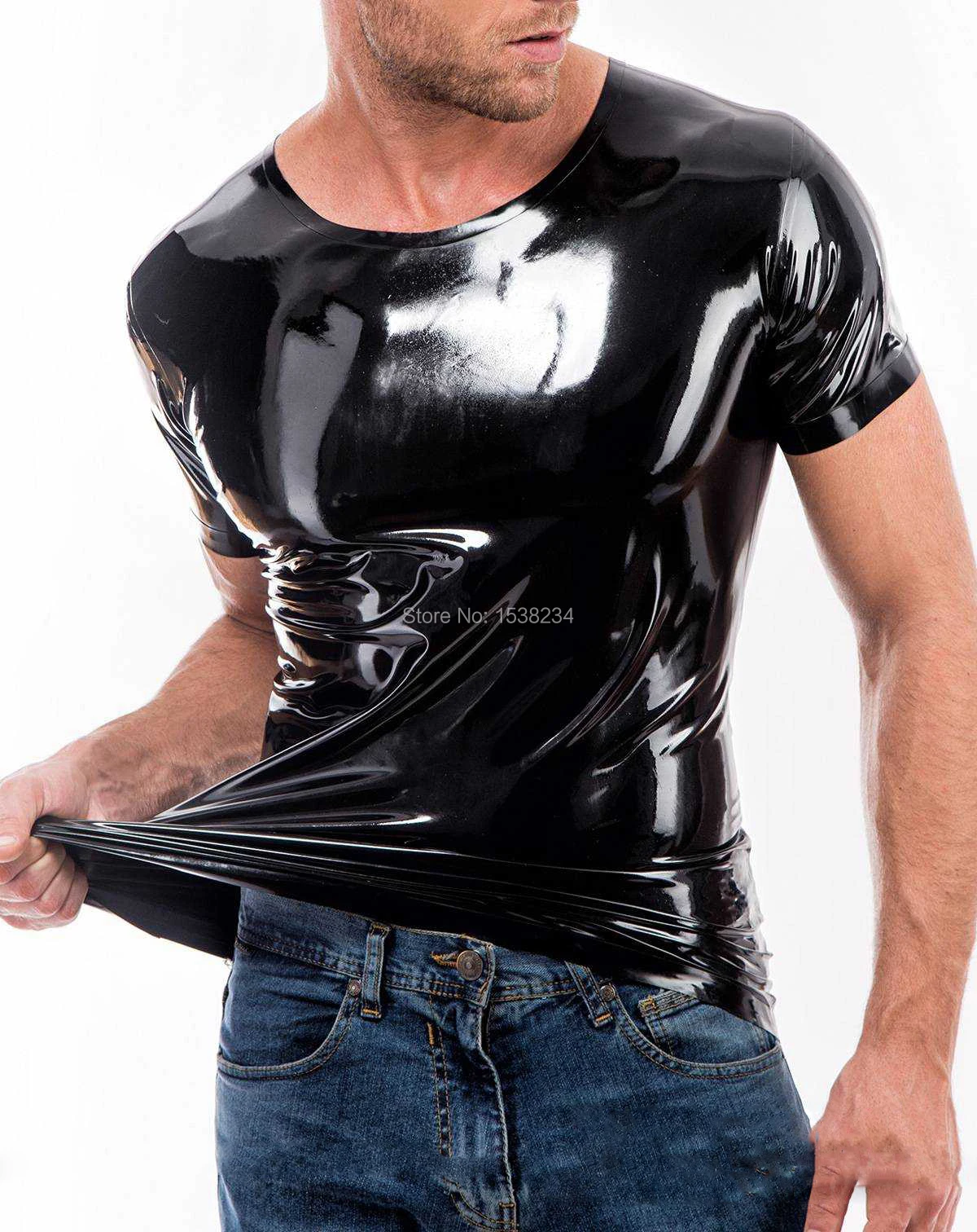 

SEXY MEN Short sleeve TOPS NO Zip LATEX T-SHIRT CUSTOMIZED