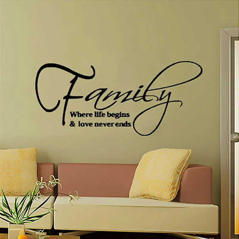 30x57cm Decorative Adesivo De Parede Removable Vinyl Wall Sticker Family Where Life Begins And Loveneverends Quote Wall Decal