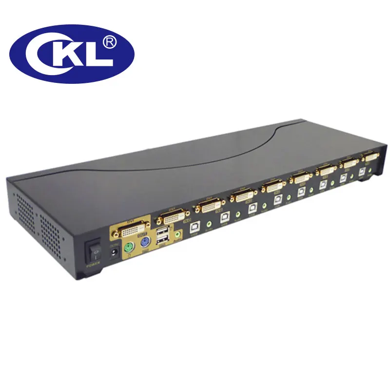 CKL 8 Poort USB DVI Kvm-switch met Audio en PS/2, PC Monitor Toetsenbord Hot-Key Muis Switcher, Rackmount Metalen (CKL-9138D)