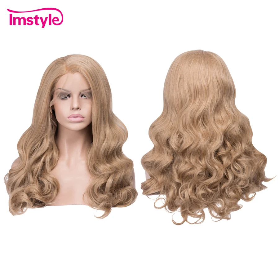 Imstyle Honey Blonde Wigs Synthetic Lace Front Wig Wavy Wigs For Women Heat Resistant Fiber Natural Hair Cosplay Wig