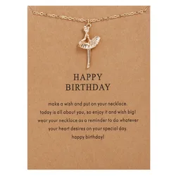 Dance Girl Pendant Necklace New Golden Plated Happy Birthday Ballet Girl Alloy Clavicle Bones Pendant Short Choker Necklace