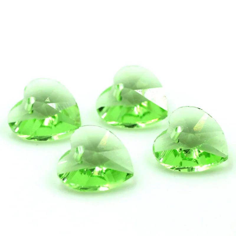 10/14mm Charms Glass Crystal Heart Pendants Faceted Loose Spacer Beads Crafts Material Supplies for DIY Making Jewelry Wholesale