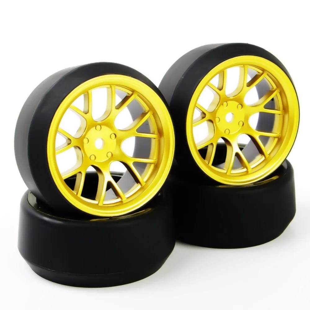 DHG+PP0370 4Pcs/Set 1/10 Scale  Drift Tires and Wheel Rim with 12mm Hex fit On-Road Car Model Accessory