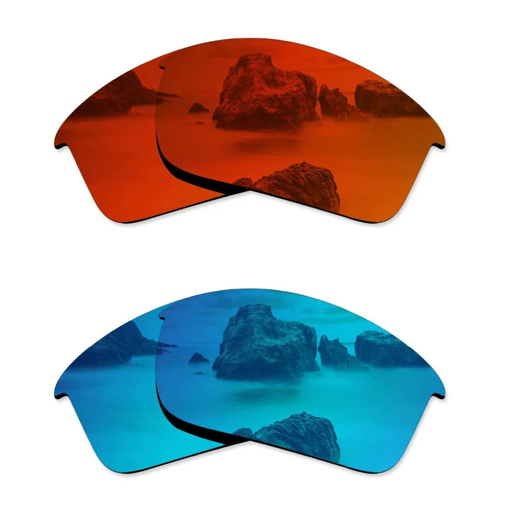 

Glintbay 2 Pairs Polarized Sunglasses Replacement Lenses for Oakley Bottle Rocket Fire Red and Ice Blue