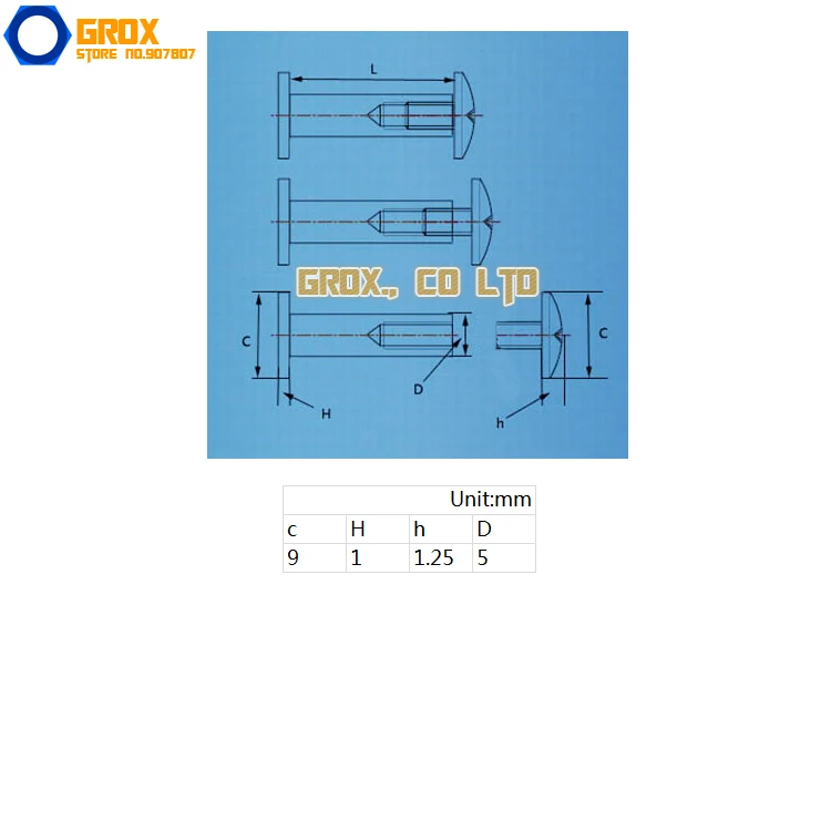 50 Pieces 9 x 30mm Brass Plated Chicago Screw Stud Rivet Belt Strap Fastener (5mm Shank Diameter)