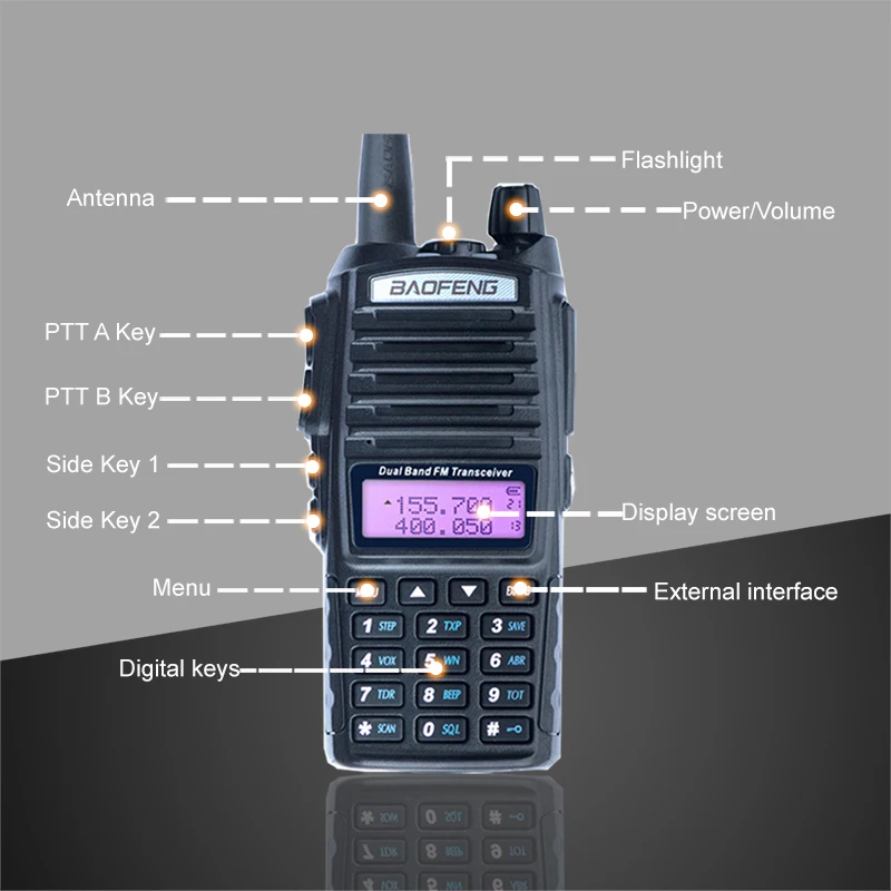 Baofeng UV-82 Walkie Talkie 8W Dual PTT Two Way Radio Dual Band Portable UV 82 Transceiver UV82 Woki Toki CB Radio Station 50km