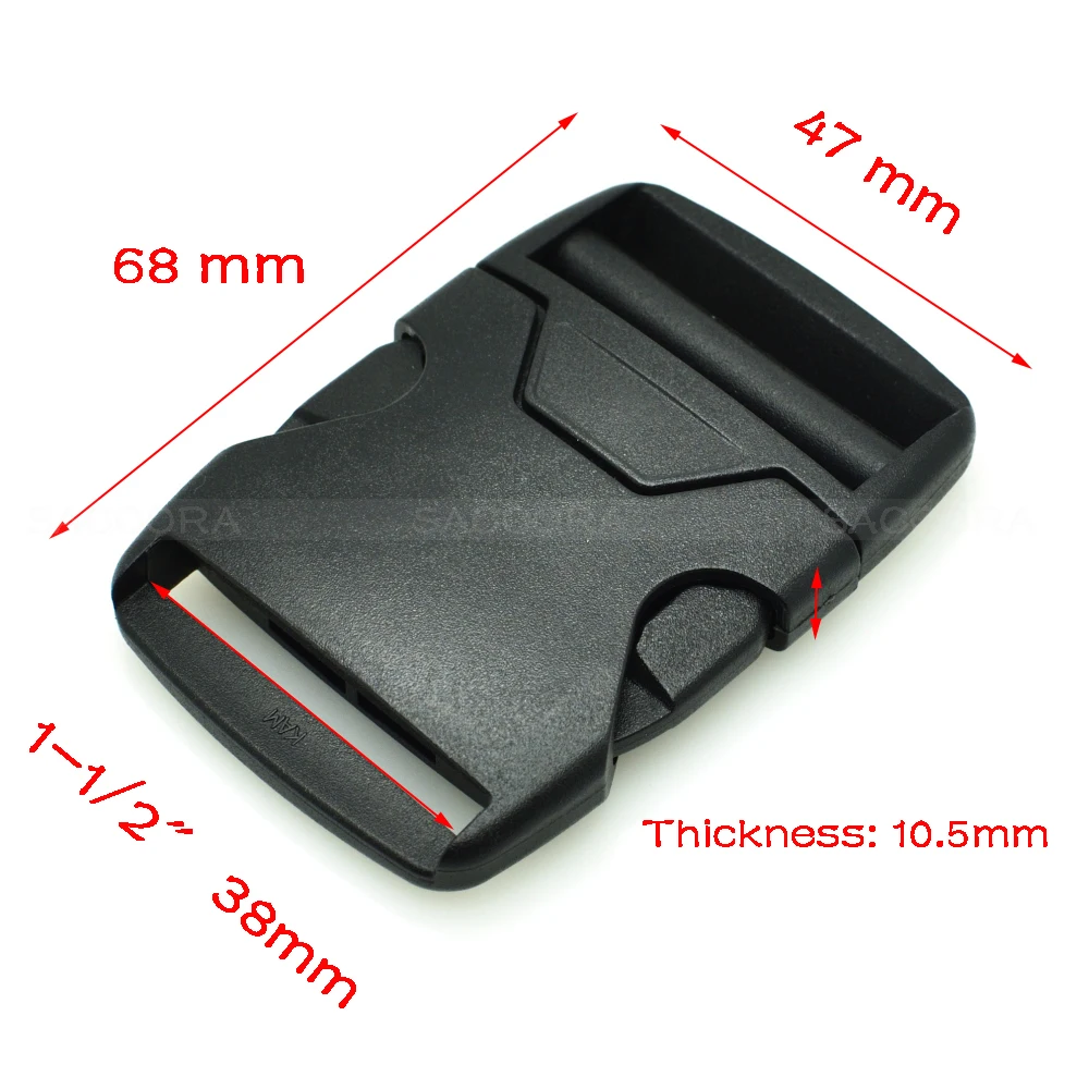 10pcs 20mm 25mm 32mm 38mm 50mm Webbing Plastic Side Release Bump Buckle Belt Buckle for Backpack Straps Luggage Black