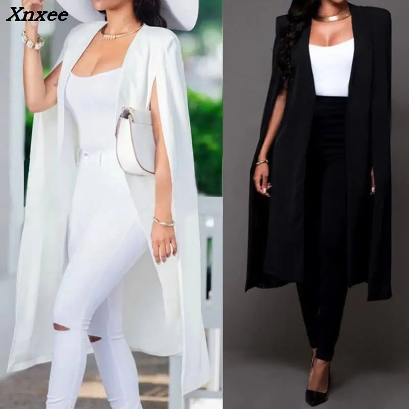 Xnxee coats Blazers Loose Long Cloak Blazer Coat Cape Cardigan Outwear Trench coats and jackets women