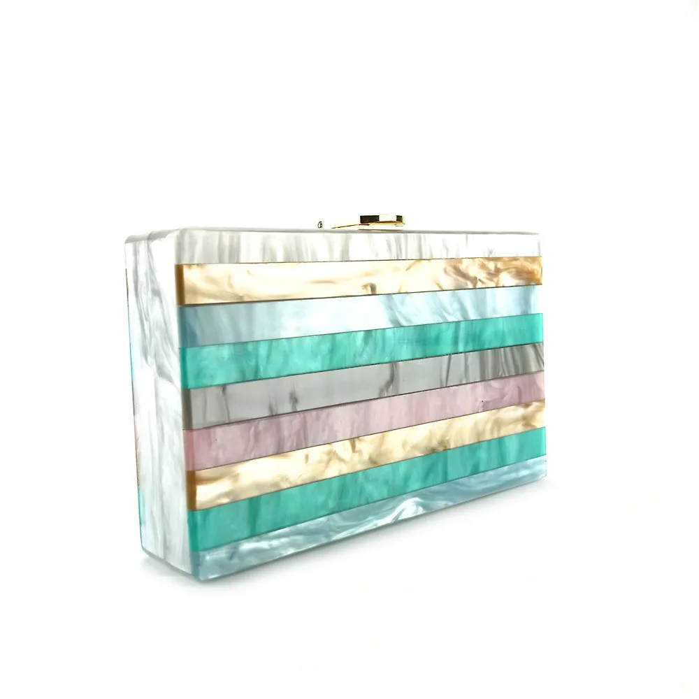 2018 New Pattern Force Grain Dinner Single Shoulder Satchel High Archives Banquet Hand Obag Wallet Striped Acrylic Clutch Bag