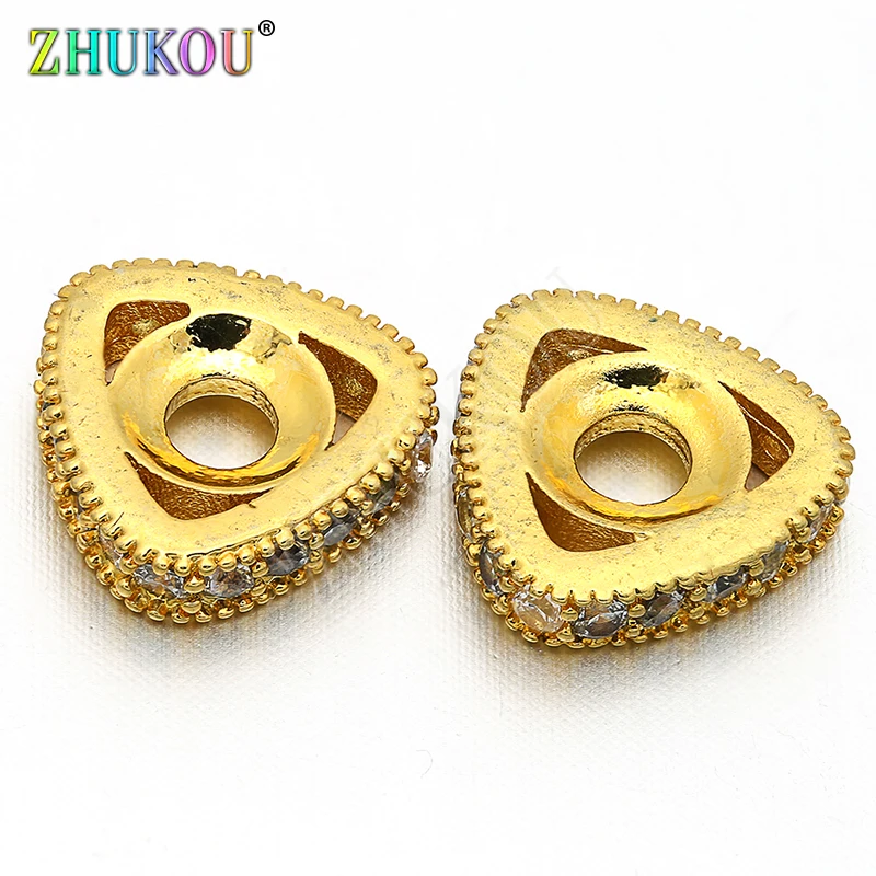 10*2.5mm Handmade Brass Cubic Zirconia Triangle Beads DIY Jewelry Findings Accessories, Model: VZ106