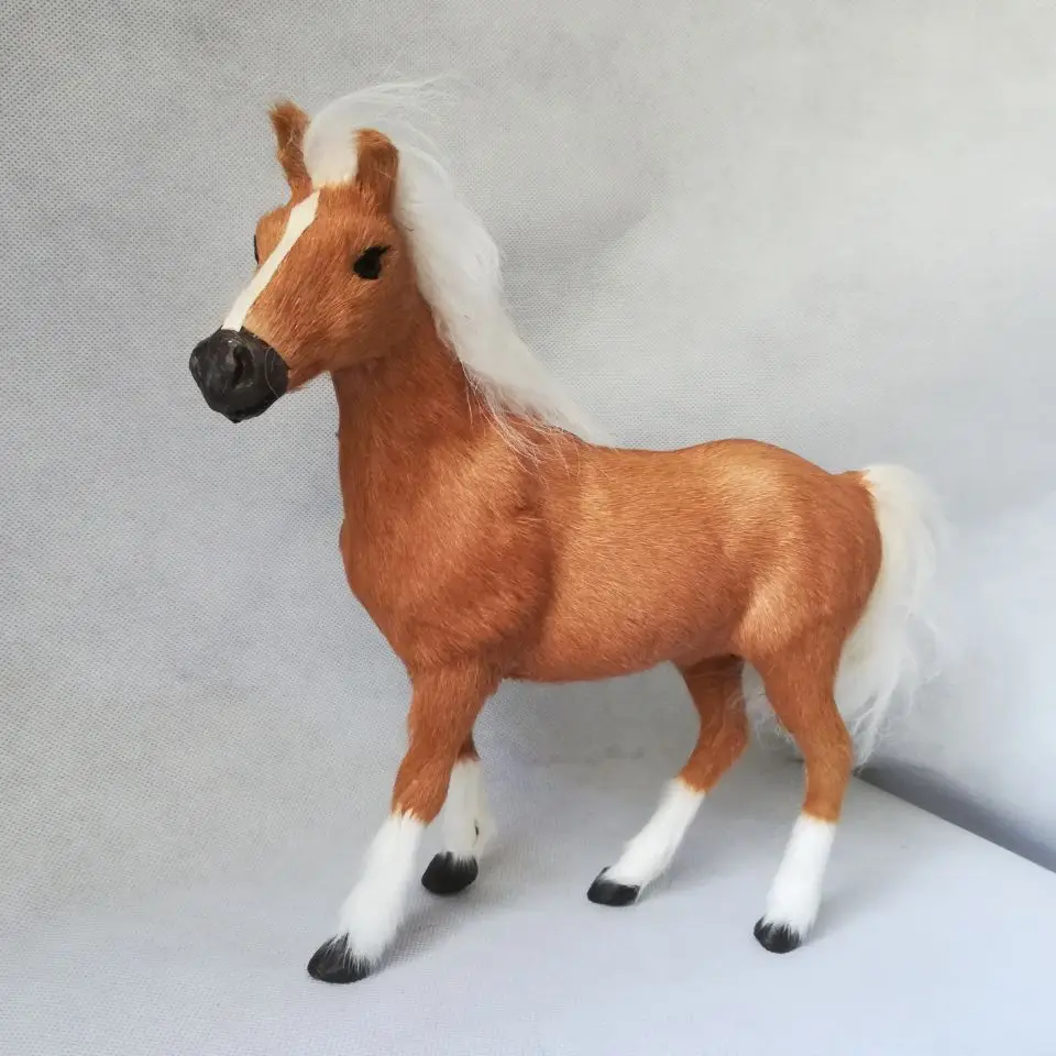 

polyethylene&furs light brown horse large 26x22cm model handicraft home decoration birthday gift b2020