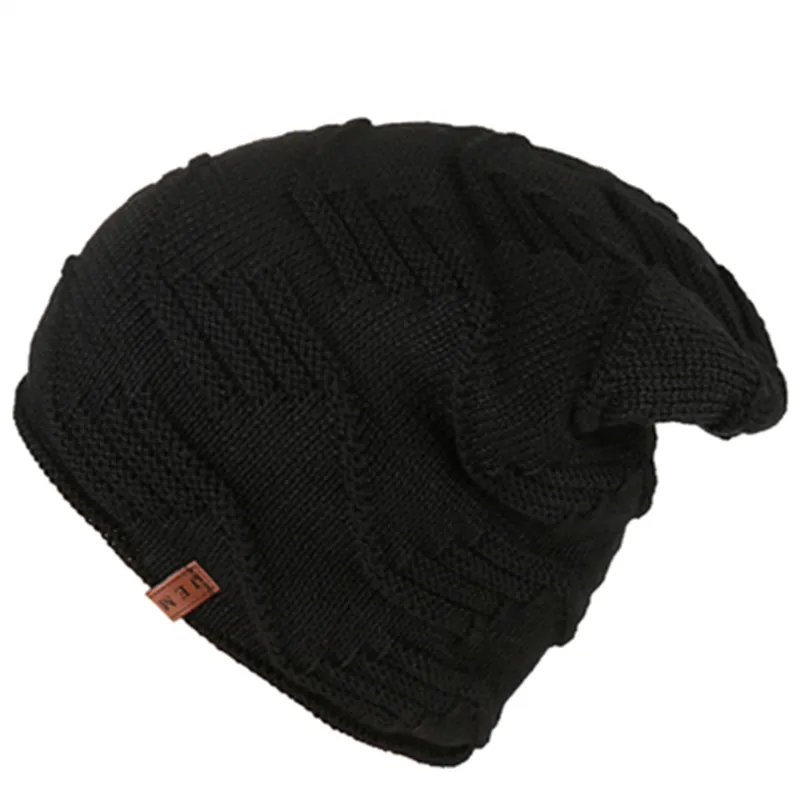 [YARBUU] Knitted hat 2016 winter hats for men Solid color Wave stripe head cap Warm cold ski cap new fashion hat cap