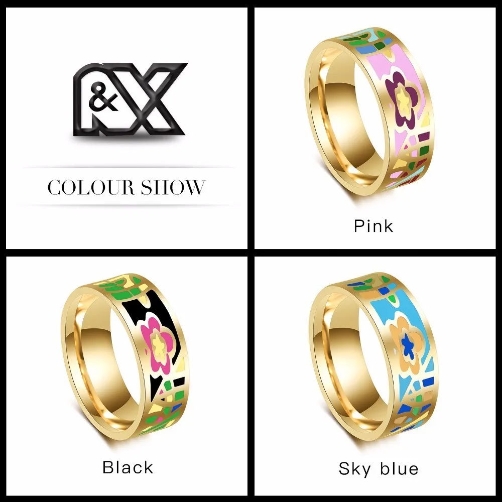 Hot Sale  Enamel Ring Women/men Jewelry Vintage Style Ceramic Ring Women Rings Wedding Rings Stainless Steel