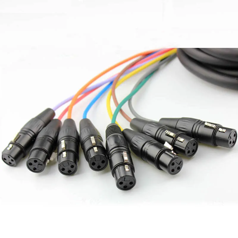 High quality 8 Channel 3 Pin XLR Snake Cable Male to Female Extension Audio Cord M/F