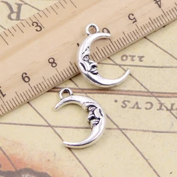 10pcs Charms Moon Face 21x15mm Tibetan Bronze Silver Color Pendants Antique Jewelry Making DIY Handmade Craft