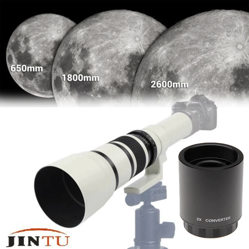 Телеобъектив JINTU 500 мм-1000 мм f/6,3 + Телеконвертер 2x для Nikon D3200 D3300 D3400 D5300 D5400 D5500 D5600 D7500 D850