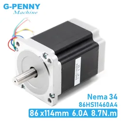 NEMA 34 CNC stepper motor 86X114mm 8.7 N.m 6A D14mm Nema34 stepping motor 1240Oz-in for CNC engraving machine high torque !