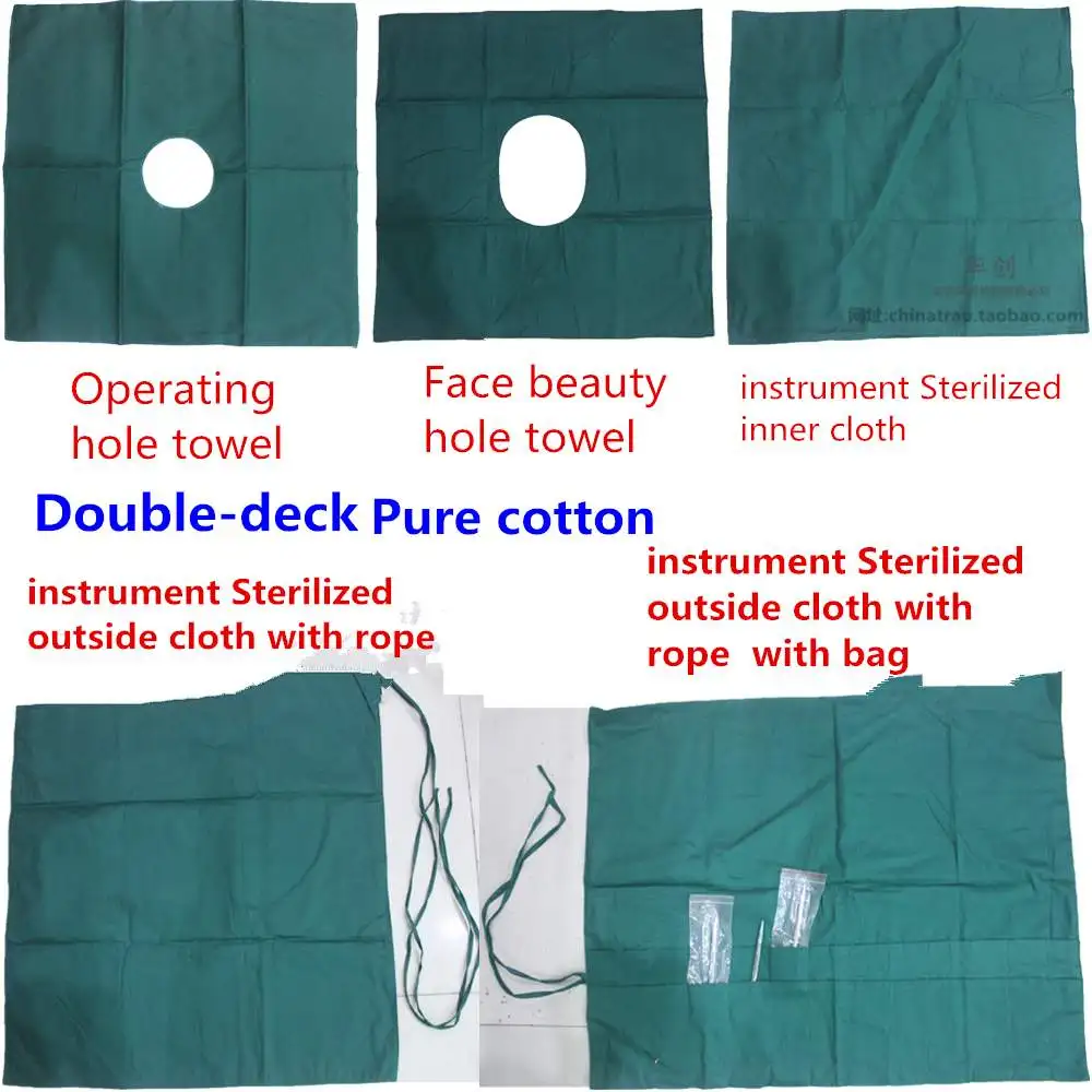 medical surgical instrument inner outside sterilization cloth bag Pure cotton green cosmetic face Eyelid operation hole towel