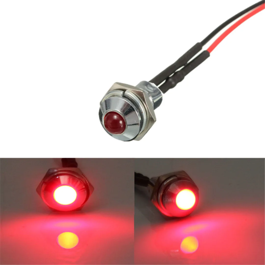 JX-LCLYL 1pc 12V 8mm Metal Waterproof Car Truck LED Indicator Pilot Dash Light Lamp