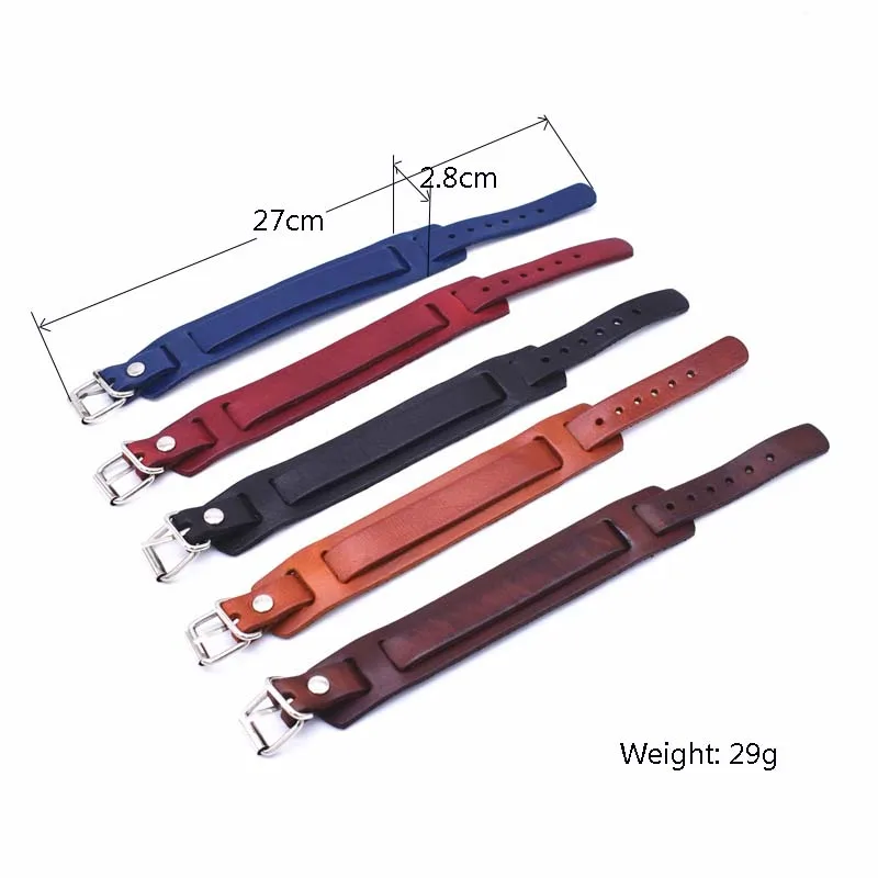 Hot Sale Fashion Punk Adjustable Length Double Layer Genuine Leather Bracelets for Women Men Jewelry Wrap Wristband