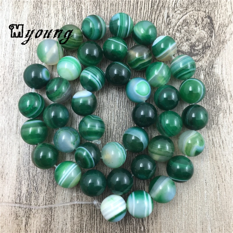 

Smooth Green Stripe Lace Agates Beads,Banded Agates Round Drilled Beads for Jewelry Making,5 strands/lot MY0062