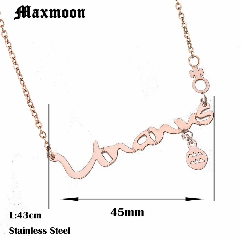 Maxmoon Jewelry stainless steel necklace Aquarius constellation Pendant horoscope Choker necklaces