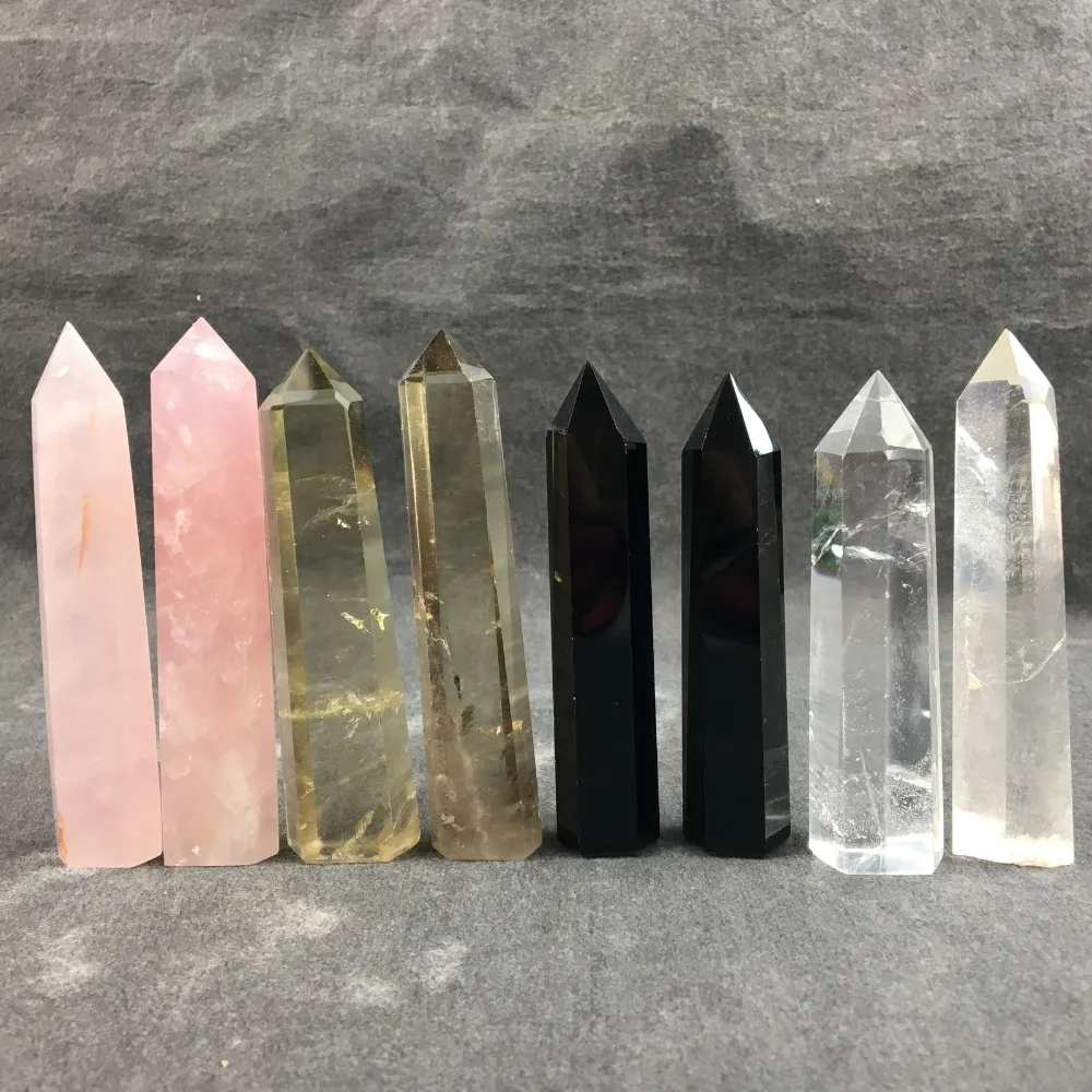 Natural rose quartz Single wand point healing obsidian obelisk crystal stone home decor gamestone