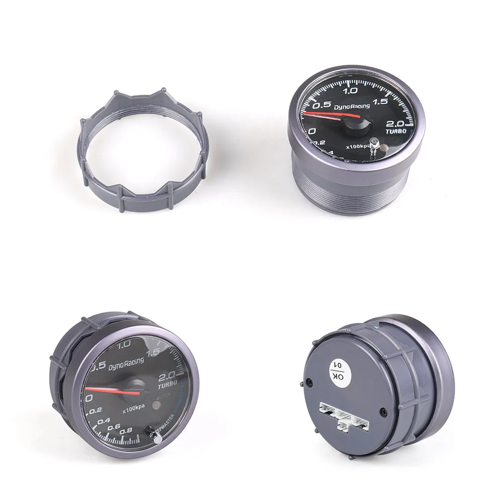 Dynoracing 60 مللي متر أسود الوجه سيارة توربو دفعة مقياس 2 بار مع الأبيض و العنبر الإضاءة توربو دفعة متر/سيارة متر TT101478 #5