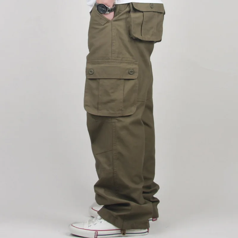 Pantalones Cargo de talla grande para hombre, pantalón informal de alta calidad con múltiples bolsillos, táctico militar, largo y completo, 30-44