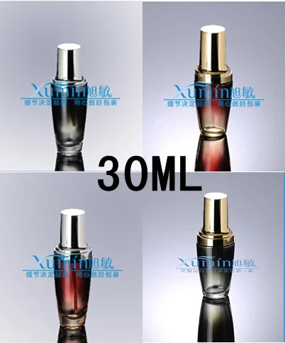 Capacity 30ml  50pcs/lot Red satin black bottle , pressure mercury lotion bottle ,glass 30ml pump bottle