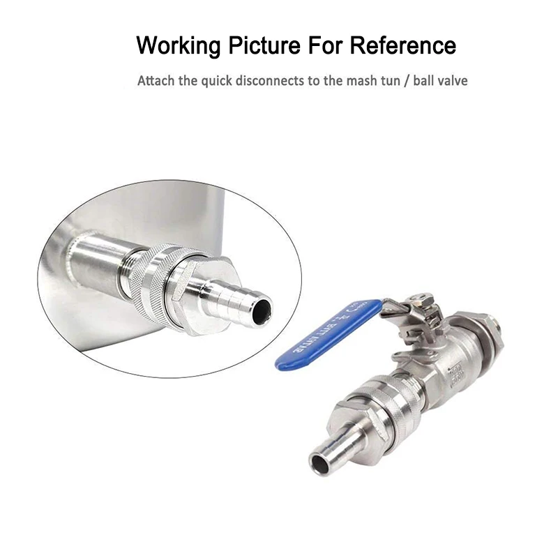 Stainless Steel Quick Disconnect Connect Set For Homebrew Kettle 1/2\'\'NPT Beer Connectors Kit Homebrewing Tools