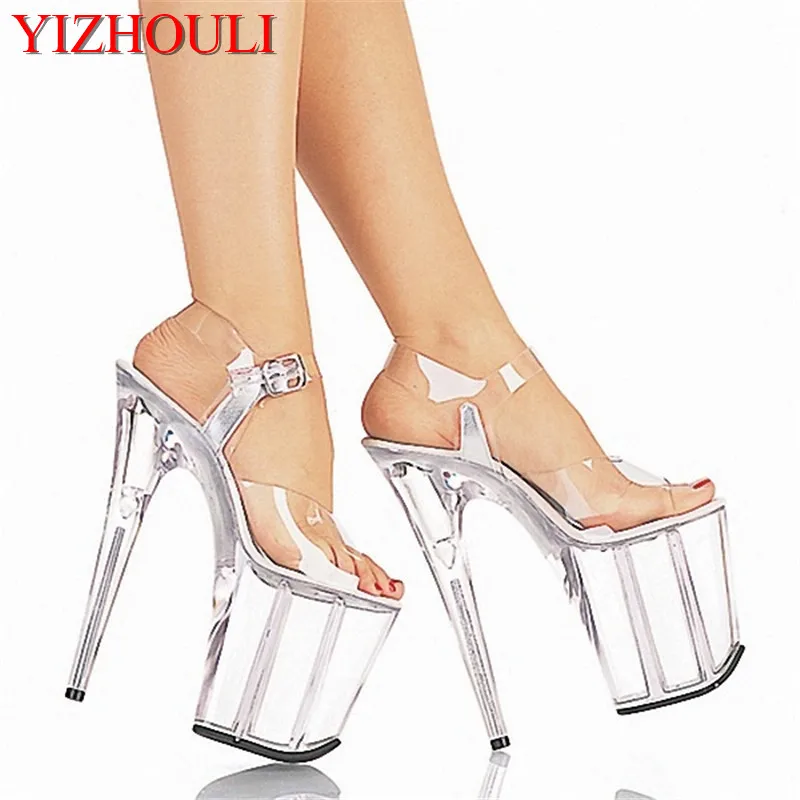 Full Clear Crystal 20CM Super High Heel Platforms Pole Dance / Performance / Star / Model Shoes, Wedding Shoes