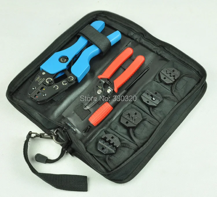 Mini Combination Tools set and kit pack with cable stripper and cutter,screwdriver and replaceable dies in a bag