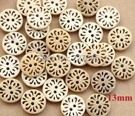 50 stks/partij Maat: 13mm Natuurlijke Ronde Kokosnoot Knop Bulk Knoppen voor Scrapbooking Naaibenodigdheden (ss-k1239-391)