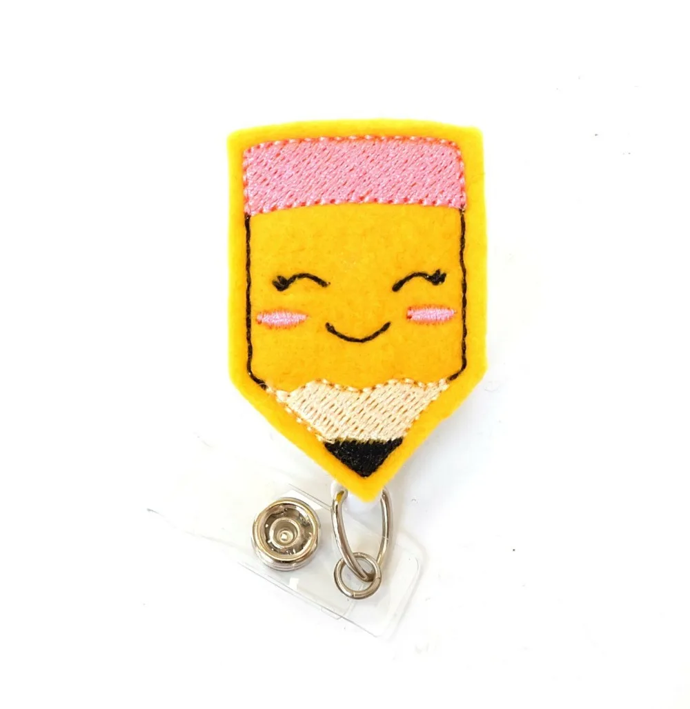 10/20pcs/lot Mix Felt handmade knitting cute design baby Retractable id badge holder reel for nurse gift