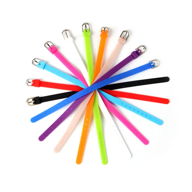 8MM Width Silicone Rubber Strap Bracelet Women Girl DIY Letter Watchband Bracelete For Jewelry Making Accessories Kid Party Gift