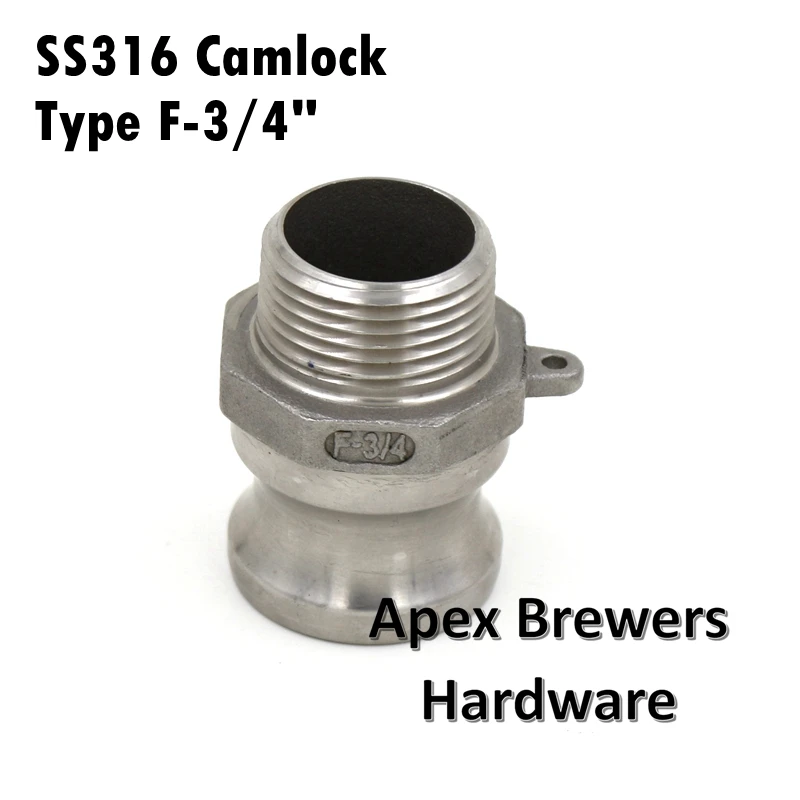 Camlock QD - 3/4 Type F, Stainless Steel 316, Homebrew Fitting, 3/4