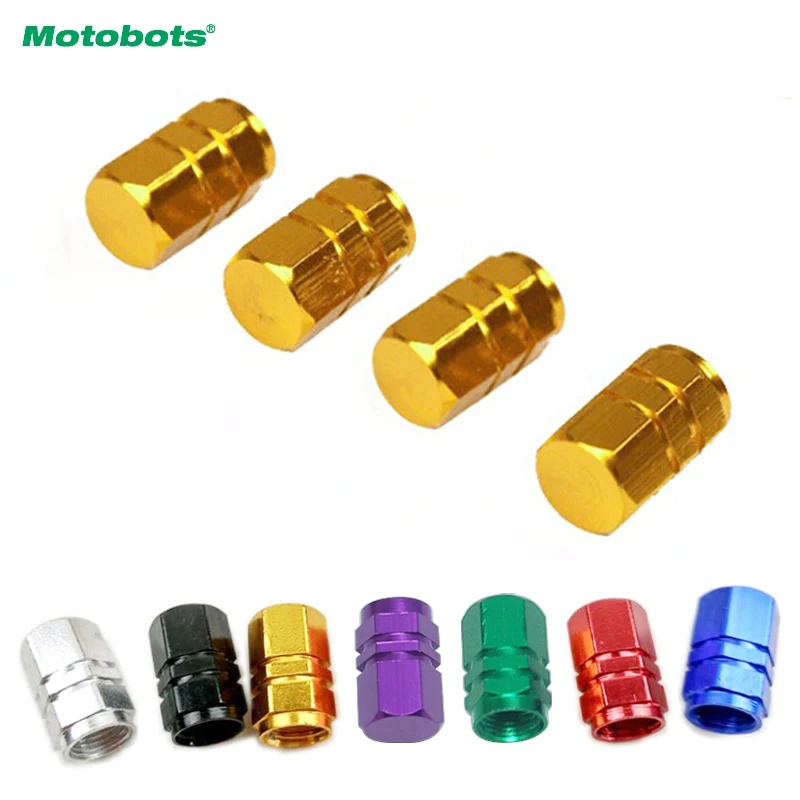 

MOTOBOTS 500pcs Aluminum Alloy Hexagon Gas Nozzle Cap Tire Valve Caps Leak Proof Cap For Car Truck Auto red,blue,black,silver