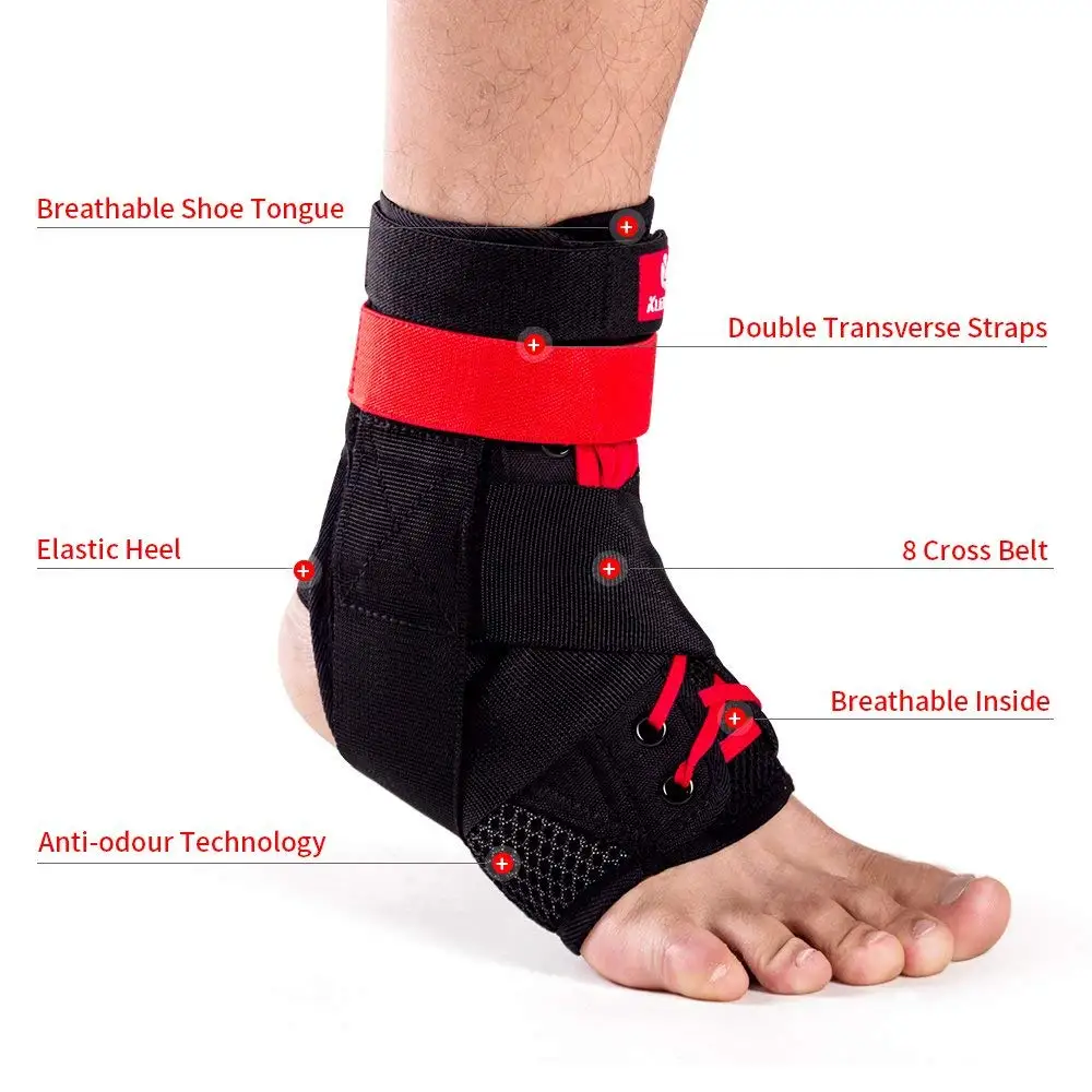 Kuangmi 1 pc Ankle Support Brace Sports Foot Stabilizer Adjustable Ankle SockStraps Protector Football  Guard Ankle Sprain Pads