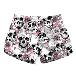 Summer Women Beach Shorts Water Sports Pants Skull Floral Print Brand Running Shorts Quick Dry Vacation Swim Surf Board Swimwear