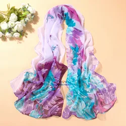 new arrival 2018 spring and autumn chiffon women scarf Print geometric pattern design long soft silk shawl