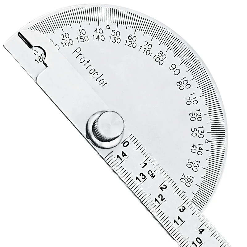 Rapporteur en acier inoxydable règle rotative 180 degrés, 197x53x14mm, pour outil de mesure du bois, 1 pièce