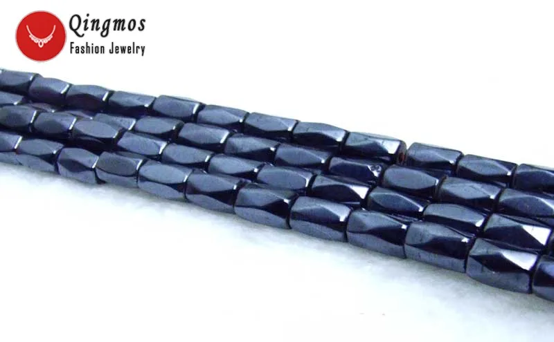Qingmos 5*8mm Column Faceted Black Hematite Magnetic Loose Beads for Jewelry Making Necklace Bracelets DIY Los709 Free Shipping