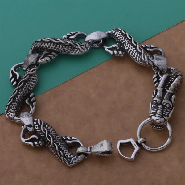 SL-AH265 Wholesale Silver Color Gift for Man Women Lady Nice High Quality Fashion Jewelry Black Dragon Bracelet Aksajbza