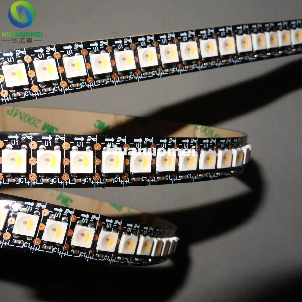 SK6812-RGBW(warm white) led addressable strip;144leds/m with 144pixels/m;non-waterproof;2m long;DC5V input;BLACK PCB