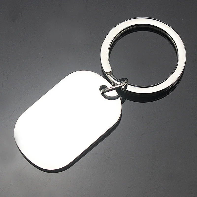 Custom Logo Blank Dog Tag Stainless Steel Key Chain - No Laser Engrave Cost Included