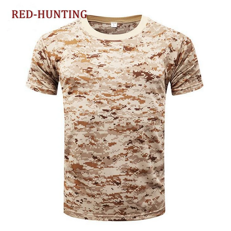 Tactical Military Camouflage T-shirt Men Breathable US Army Combat T Shirt Quick Dry Camo Outwear Camp Tees