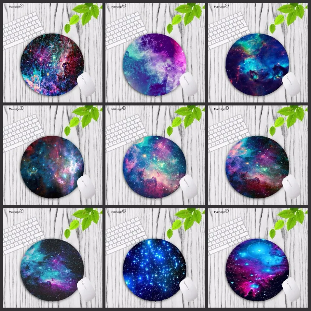 Mairuige Big Promotion Colorful Space colour Gaming Circle Mouse Pad Computer Mats Size for 20*20cm Round mousepad Rubber Mat