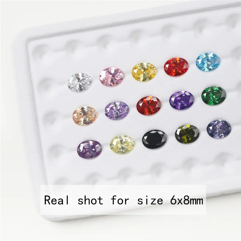 1PCS Per Colors Total 15pcs Size 4x6mm ~ 10x12mm Oval Shape Loose Cubic Zirconia Stone CZ